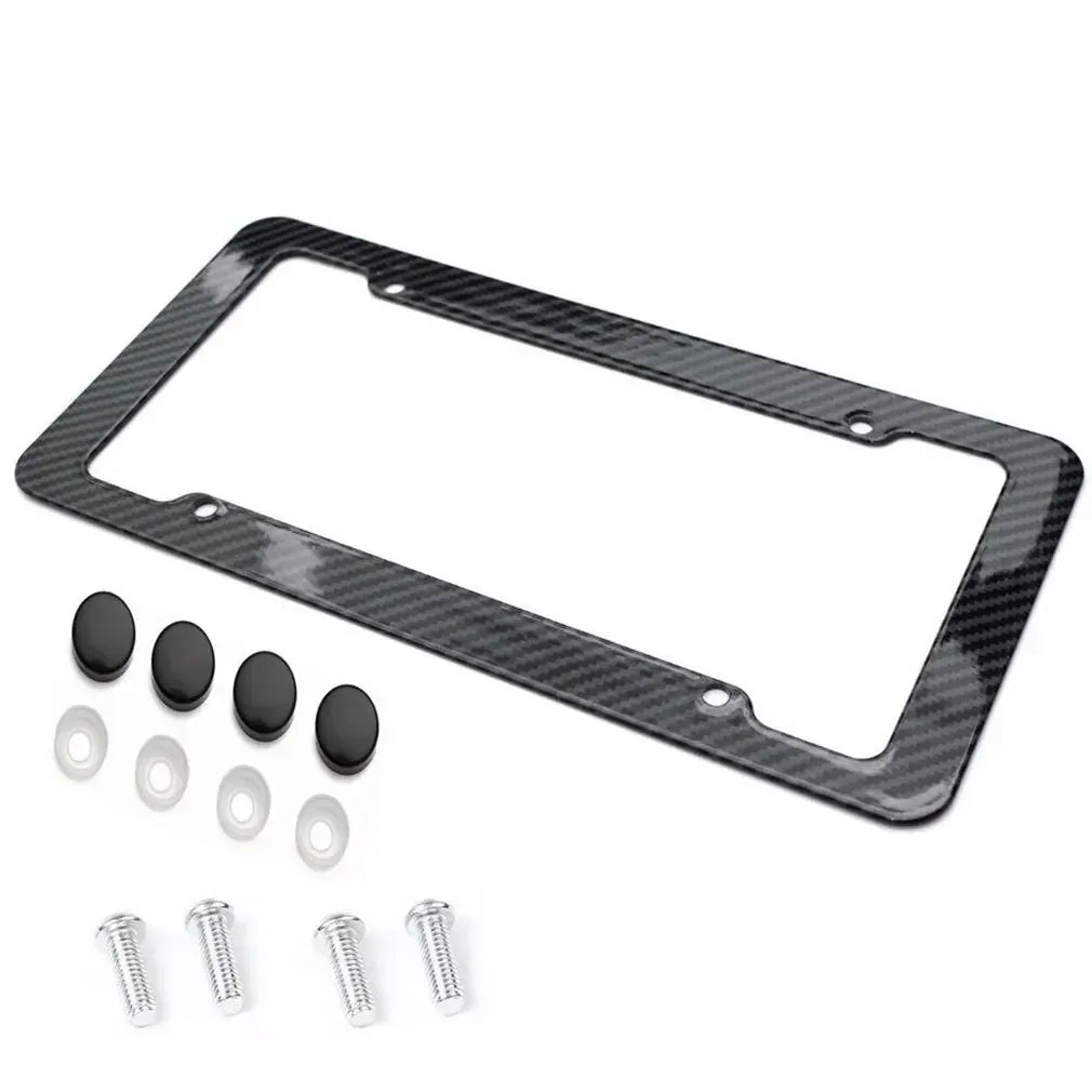 Carbon Fibre Licence Plate Frames with Screws & Caps