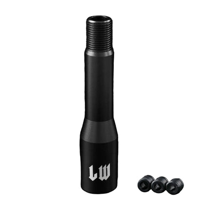 Black metal shifter with 'LW' branding.