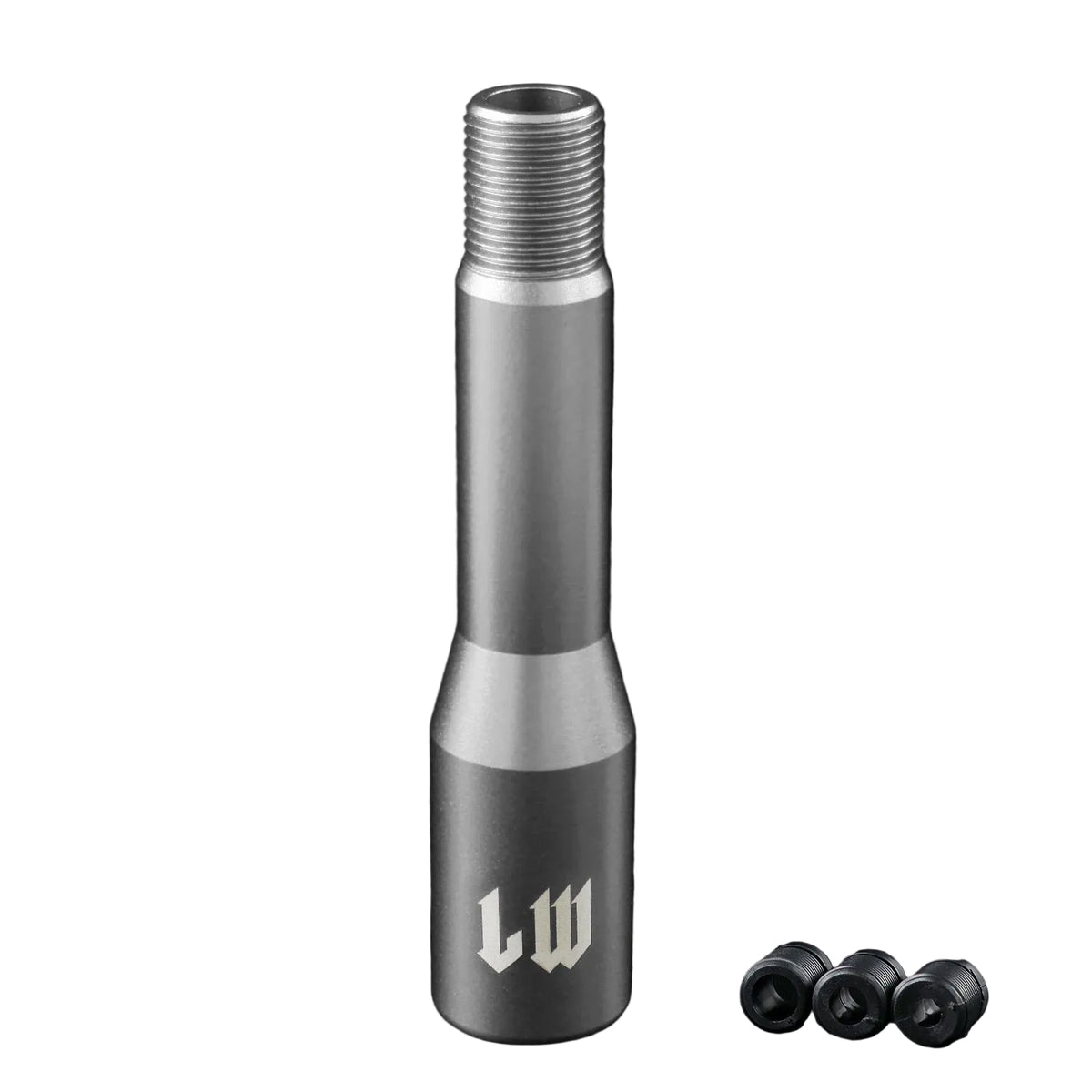 Metallic shifter with 'LW' branding.