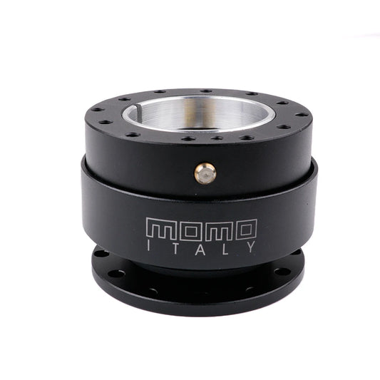 Black metal component with 'Momo Italy' branding on a white background