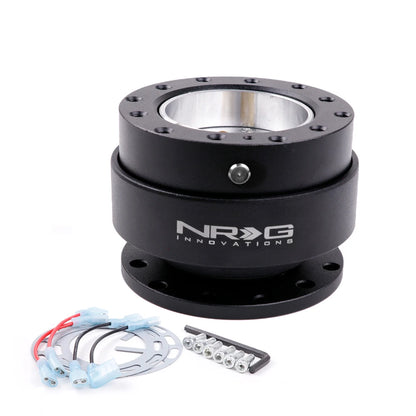 Black mechanical component with NRG Innovations branding on a white background