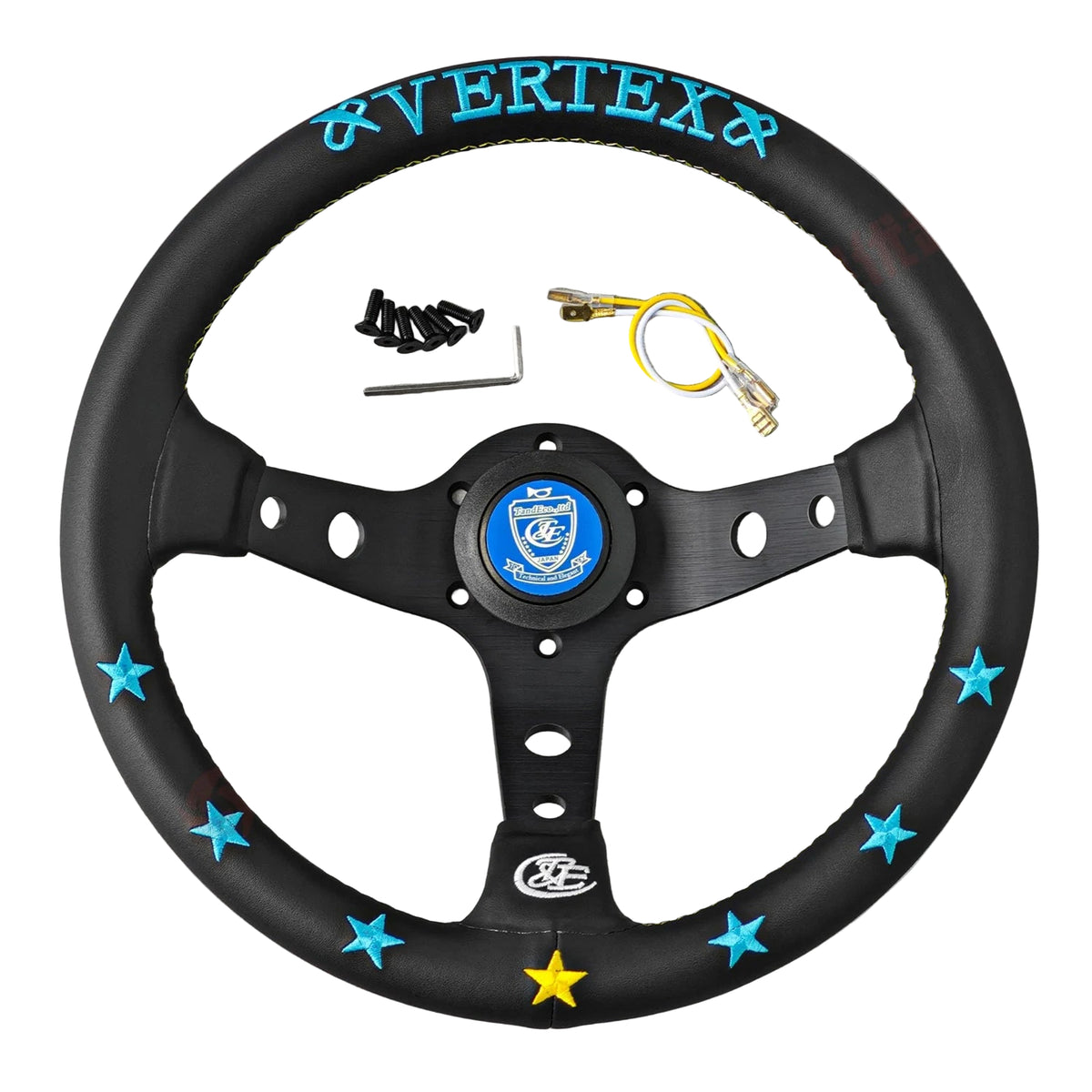 Vertex Stars Leather Custom Steering Wheel blue